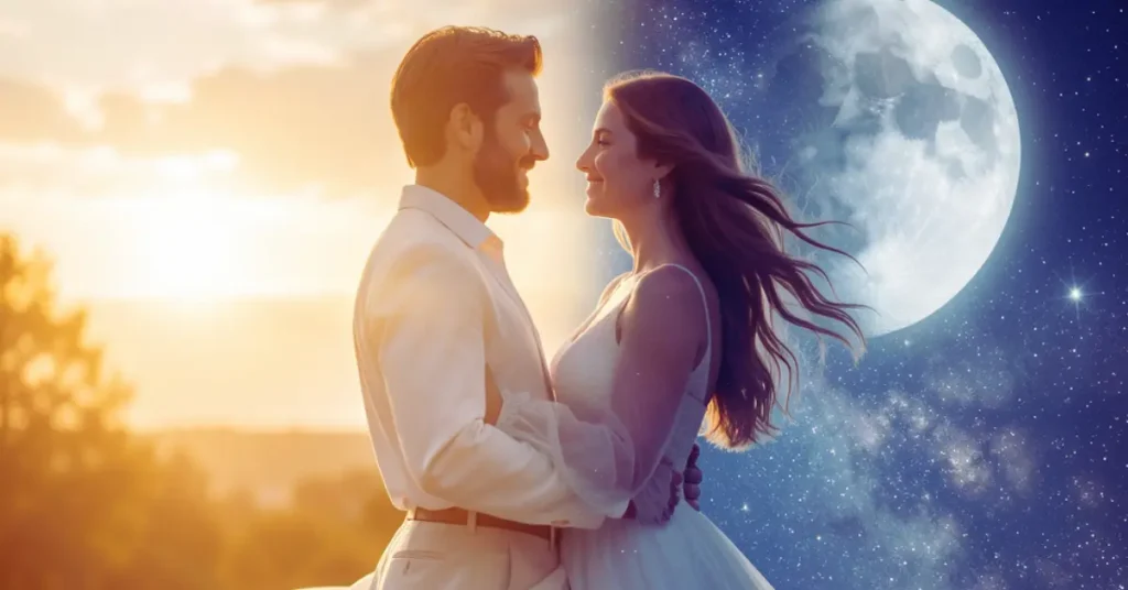 An artistic representation of the sun and moon, symbolizing the dance between cortisol and melatonin.